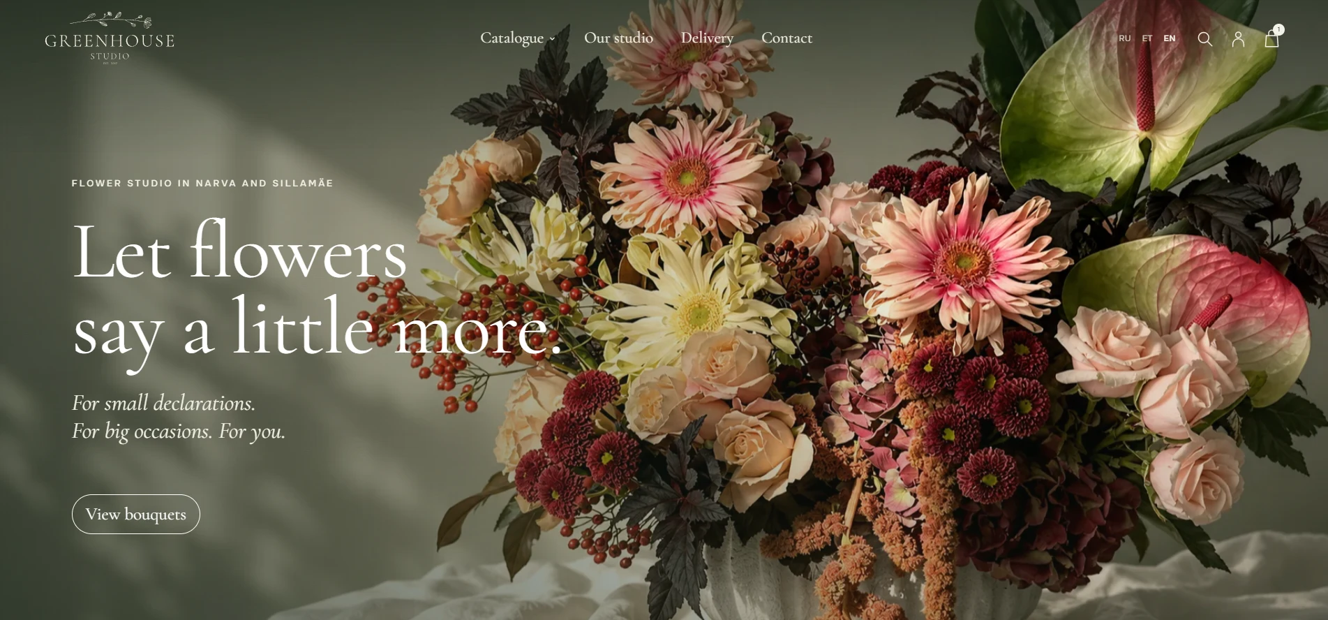 Greenhouse Studio — English homepage with floral photography